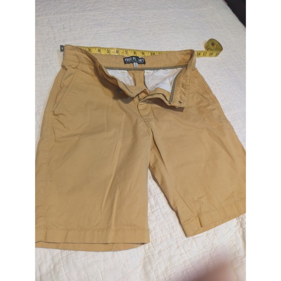 Free Planet Chino Stretch Organic Cotton Blend Yellow Shorts Men's Size 28 - Picture 4 of 11